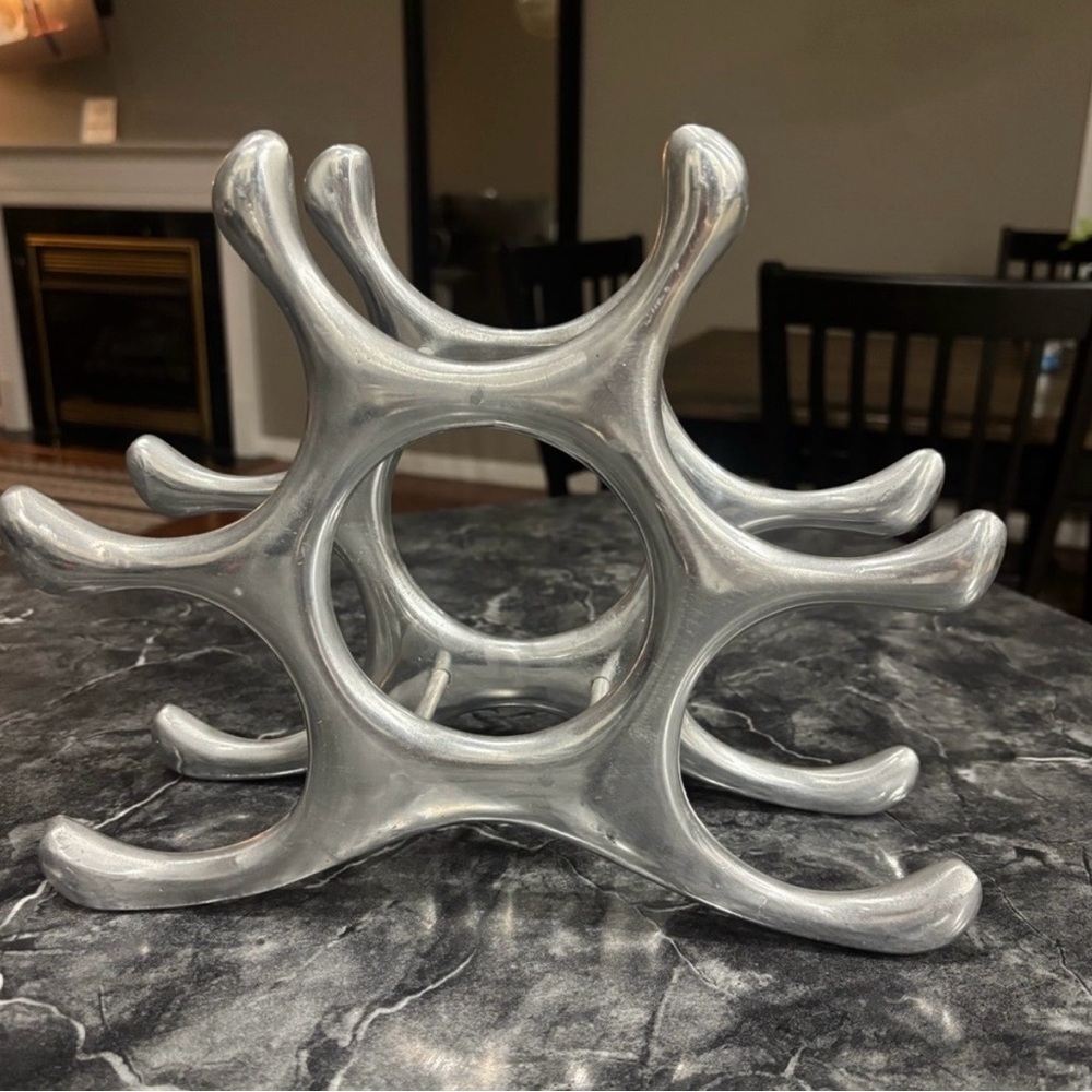 Michael Knoll Style Cast Aluminum Wine Rack For 6 Bottles